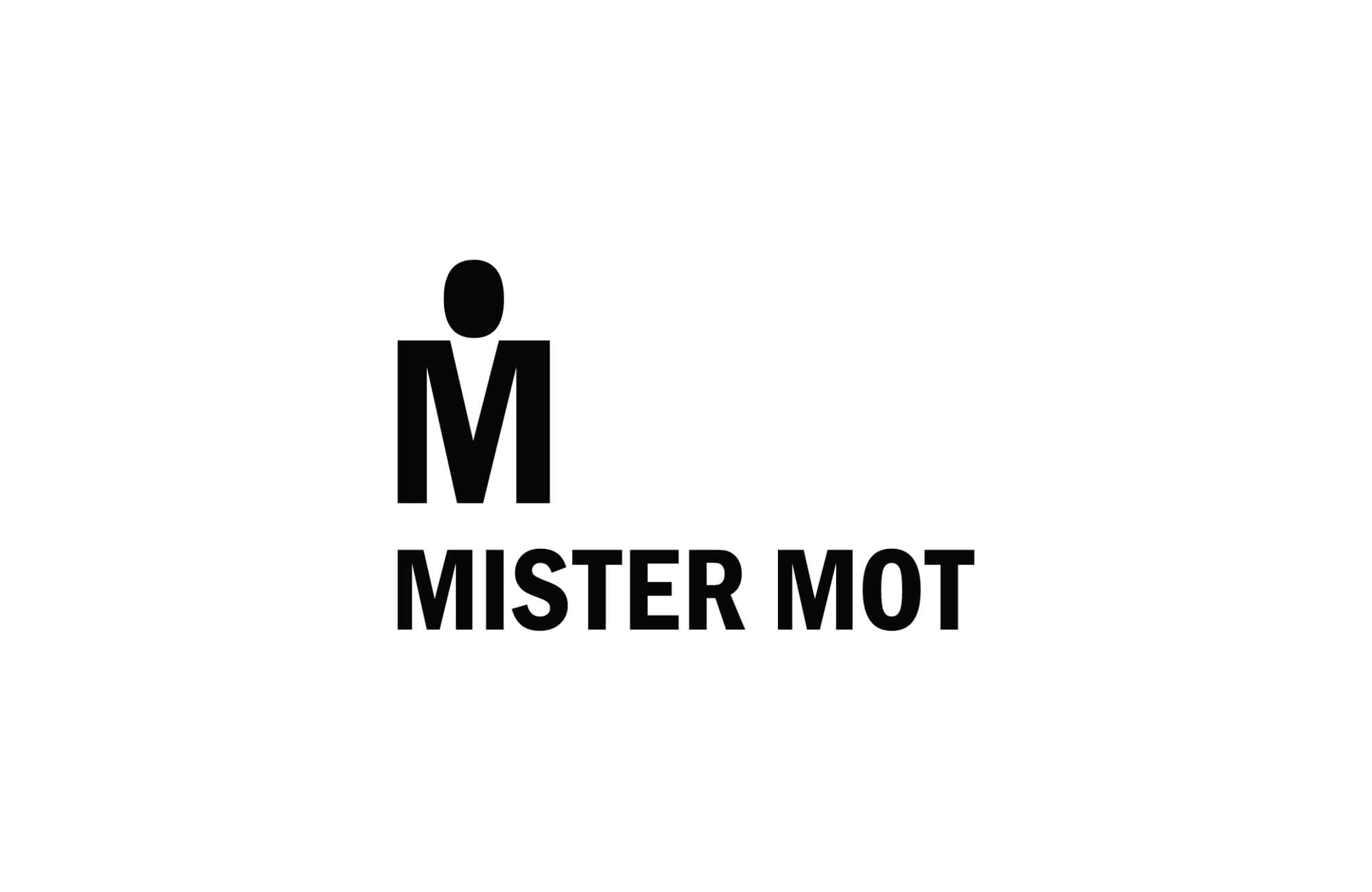 Mister Mot, logo dizajn temeljen na slovu 'M' koje simbolizira muško odijelo i ljudsku glavu, stvarajući sofisticiran i profesionalan logo dizajn.