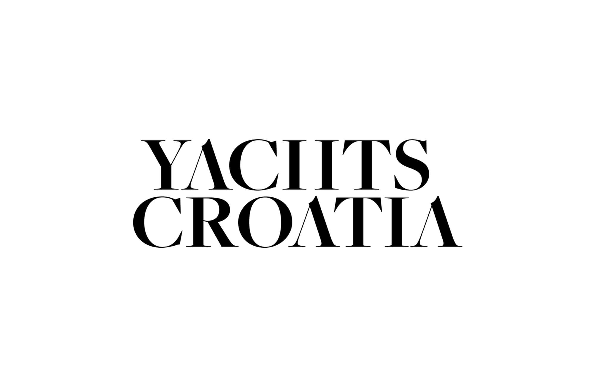 Yachts Croatia, logo s minimalističkom tipografijom koja uklanja vodoravne poteze slova, stvarajući čist, geometrijski izgled koji naglašava snagu, jednostavnost i jasnoću brenda.